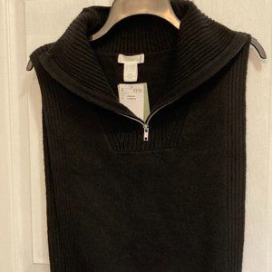 Black Open-Sided Vest With Zipper Neck
